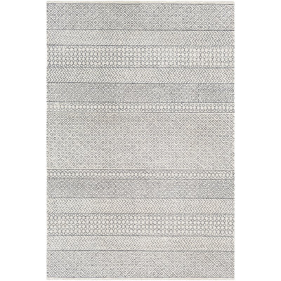 Tapis en laine beige, ivoire et gris anthracite touffeté à la main Abdera
