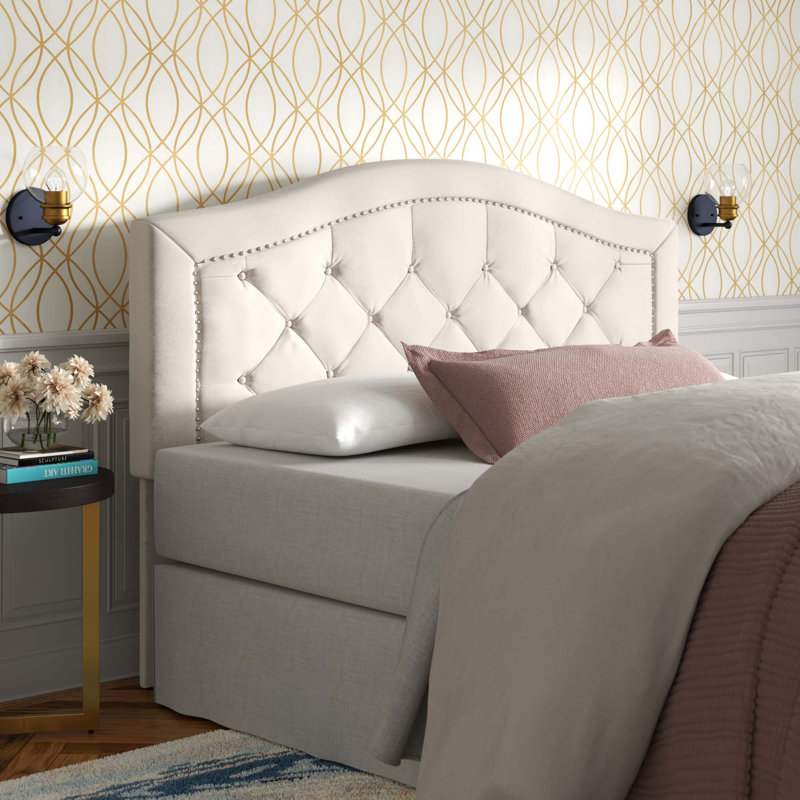Batey Upholstered Headboard, King/California King, Cream Velvet