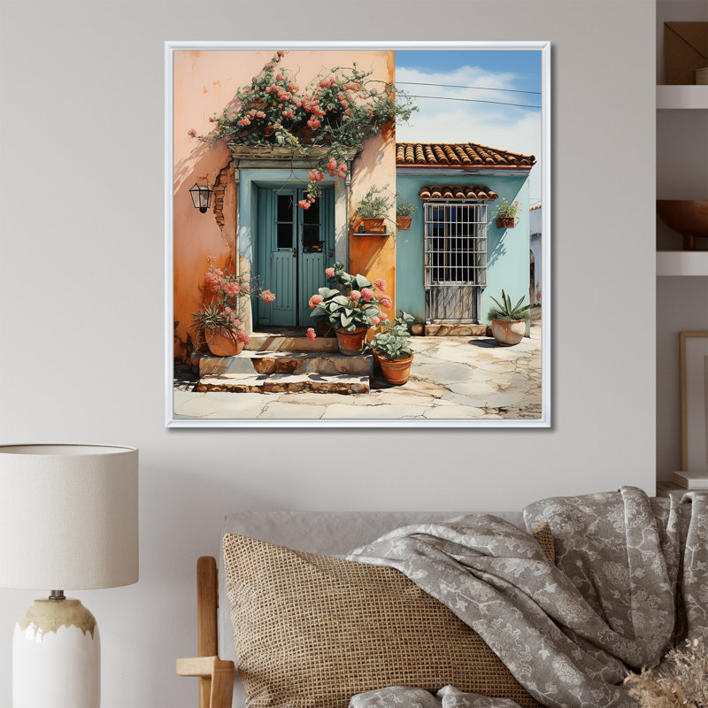Charme colonial mexicain 1 - Art mural mexicain, Cadre flottant blanc, H 30 po x l 30 po x P 1,5 po