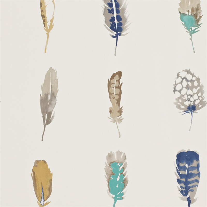 Limosa Wallpaper, Indigo/Mustard/Stone