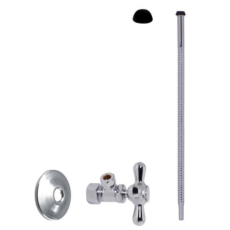 5/8" x 3/8" OD x 15" Corrugated Faucet or Toilet Supply Line with Cross Handle Angle Shut Off Valve