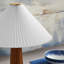 Jessica Wooden Base Table Lamp With Pleated Fabric Shade In Walnut