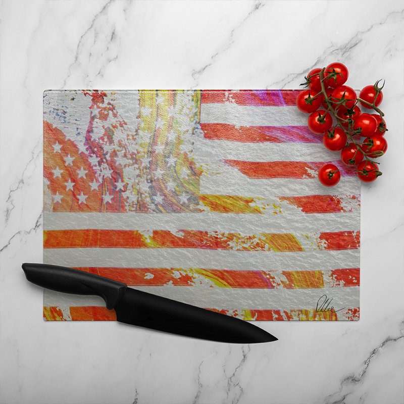 American Flag Flare Glass Chopping Board