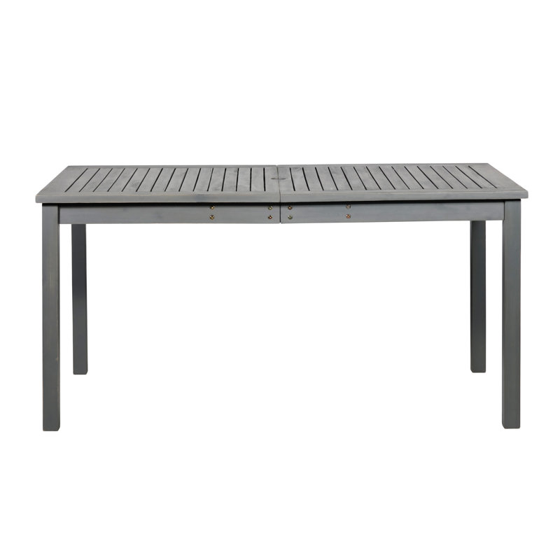Gray Wash Acacia Wood Outdoor Dining Table with Slatted Surface
