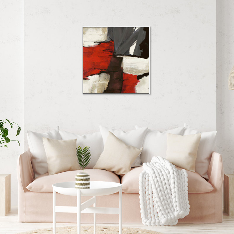 Abstrait Sai - Rubrum - impression sur toile tendue, Toile avec cadre, H 30 po x l 30 po, Blanc