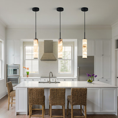 Natural Alabaster Marble Stone Pendant Lights Cylinder Single Pendant Light (Set of 3)
