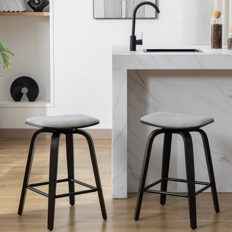 Kamerra Swivel Upholstered Counter Stool, Gray, Black
