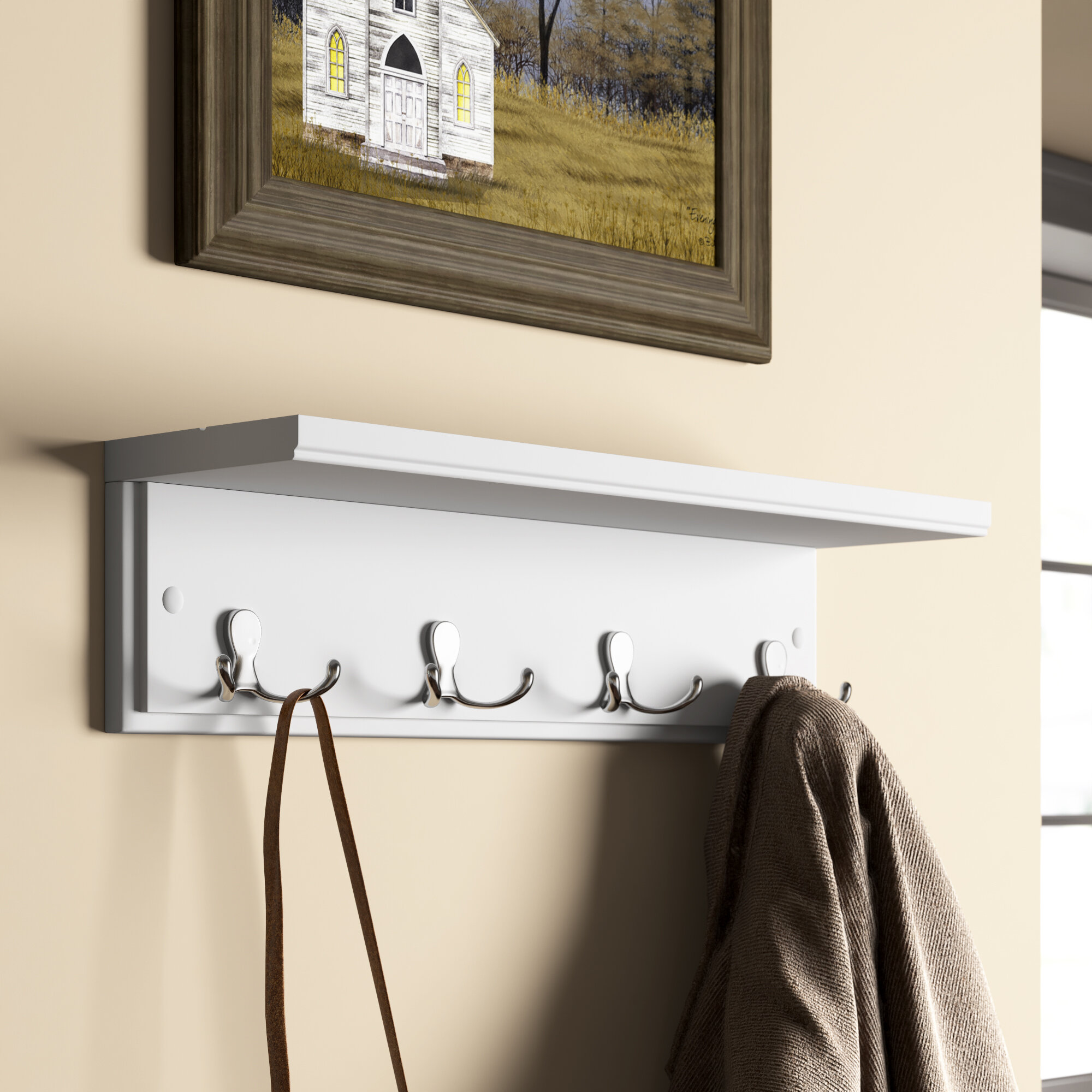 Winston Porter Carlianne 4 - Hook Wall Mounted Coat Rack With Storage 