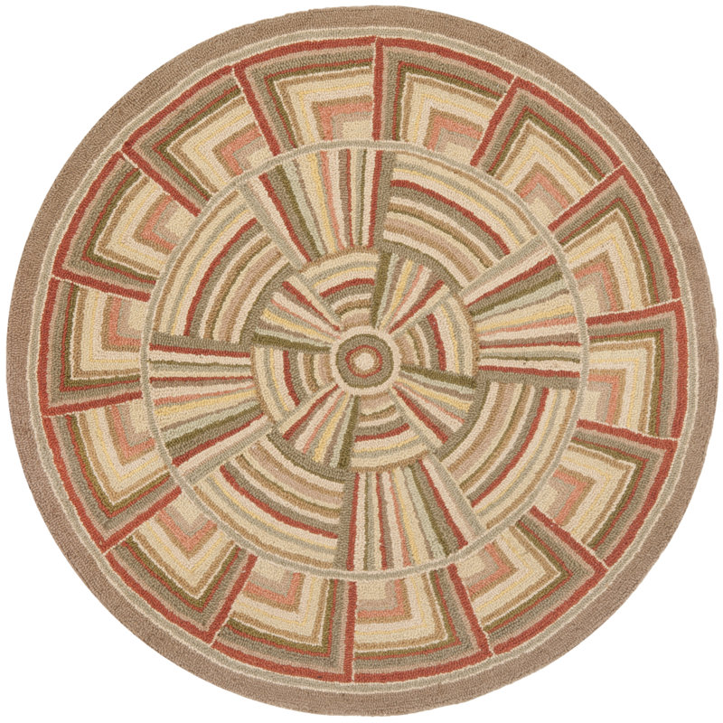 Avalon Hand Hooked Wool Pile Geometric Rug, Round 3'