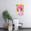 Art mural fantaisiste, fille rose, chat contemporain-129002719