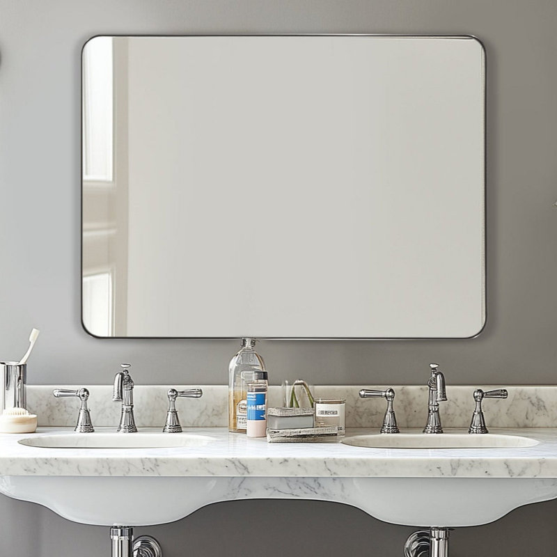 Miroir rectangulaire en acier inoxydable Inse, Nickel brossé, 48 po x 36 po