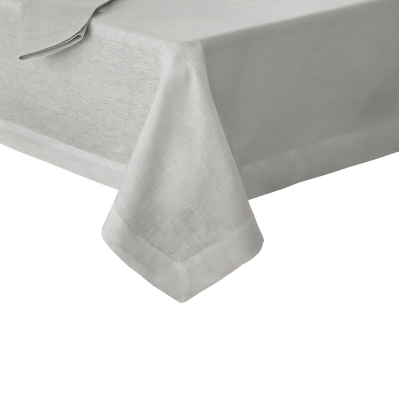 La Classica Solid Color Linen Tablecloth, 126" L x 70" W, Dove Gray