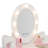 Lighted Mirror Kids Vanity Set, Wooden Dressing Table with Stool and Storage for Pretend Play