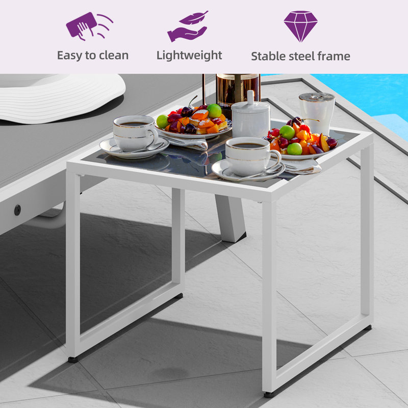 Outdoor Lounge With Side Table And Adjustable Back(set of 2 with Table), Gray