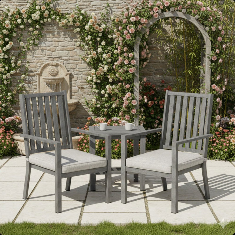 Set Of 4 23" All-Weather Aluminum Patio Dining Chairs With Thick Gray Cushions And Gray Frame