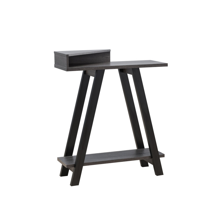 Console bicolore contemporaine à deux étagères - Noir, Gris