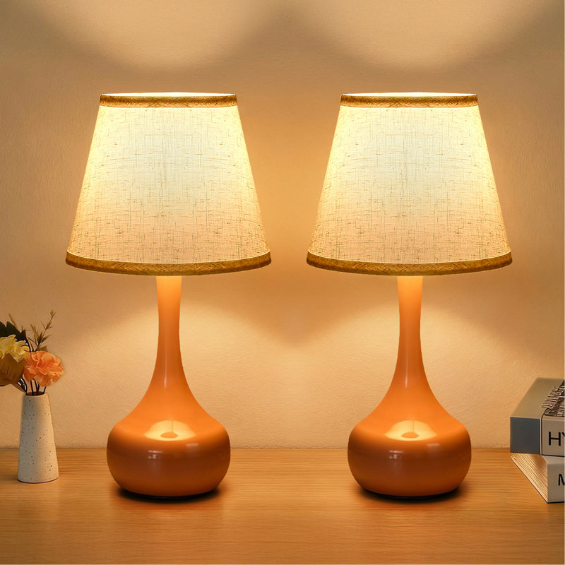 Ensemble de 2 petites lampes de table à trois niveaux à intensité variable et lampe de chevet rose pour chambre d'enfant / bureau / salon (y compris les ampoules à DEL)