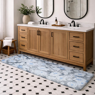 Tapis floral à poil long de qualité supérieure lavable à la machine ADS538