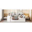 Lit de jour blanc avec 3 tiroirs et rangement supplémentaire - Fabriqué en bois de pin pour un bureau pleine grandeur de style pinède-2014619226-2014619225