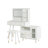 Modern Makeup Vanity Desk With Mirror And Lights, Retractable Dressing Table With Drawers And Cabinet, Compact Makeup Table Set With Power Outlet For Bedroom, White-1107909876