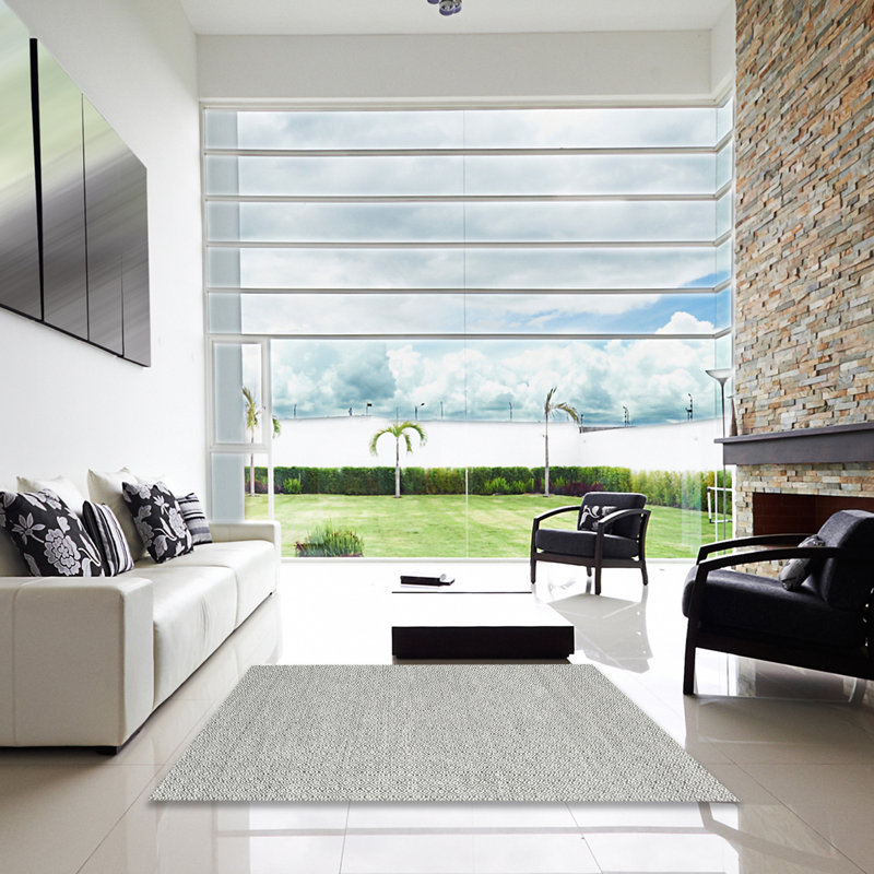 Gris contemporain/Tapis décoratif noir, Carré 5 pi