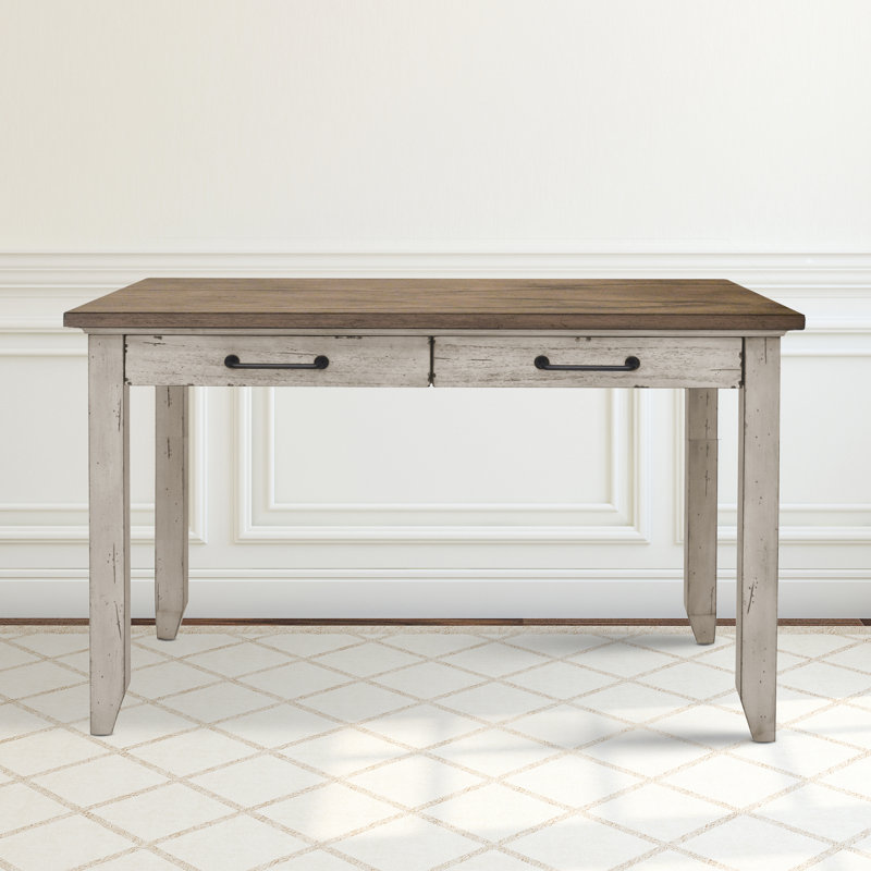 Console en bois massif Elgin, Ivoire rustique