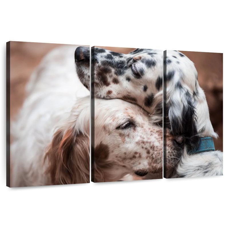 Brampt Cuddling English Setters, 28" H x 45" W