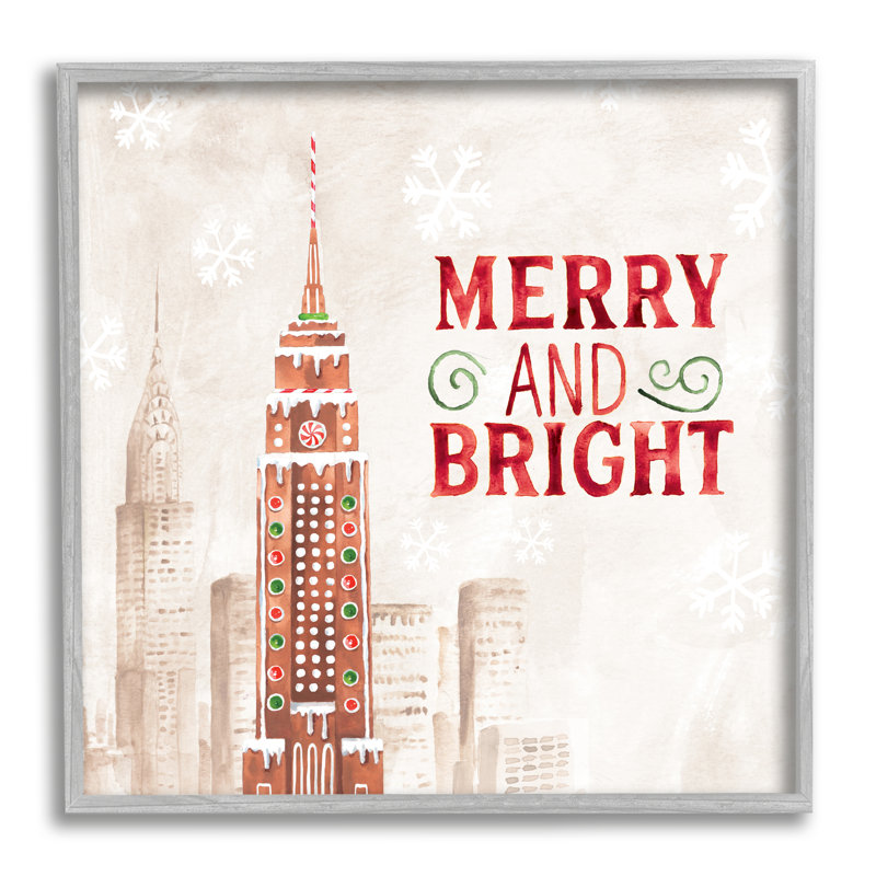 «Merry And Bright Christmas Expression Gingerbread Architecture Cityscape» par Nina Pierce - impression sur toile