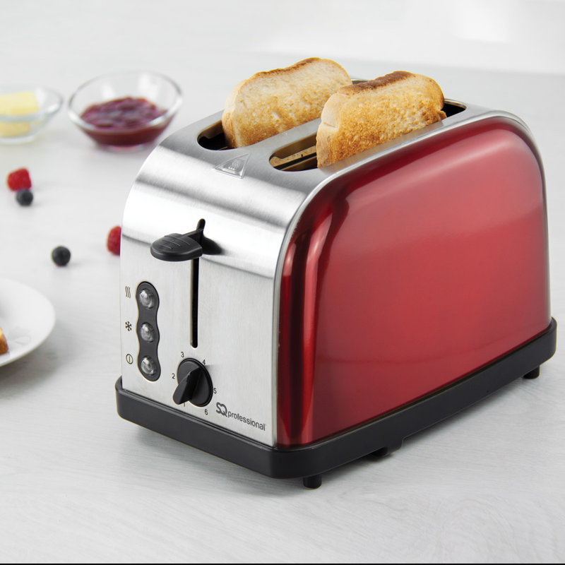 SQ Professional Gems 2 slice Toaster with Removable Crumb Tray, Ruby (Red)