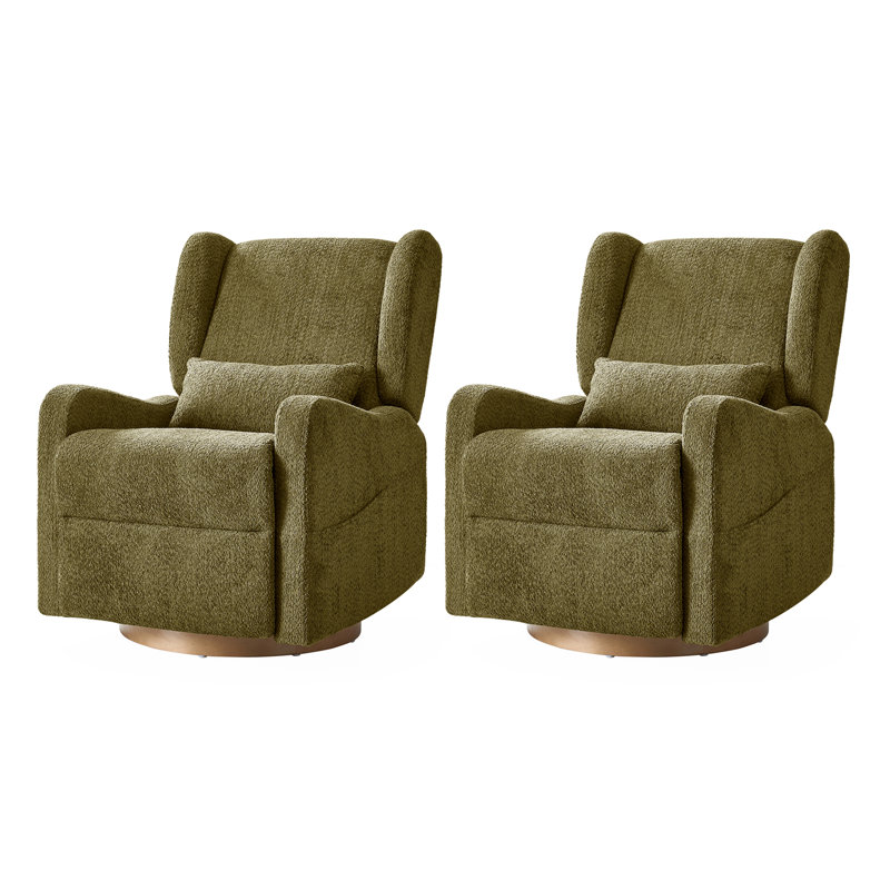 Ceandra 29.5" Wide Swivel Glider Power Recliner with Built-In Nightlight, Moss