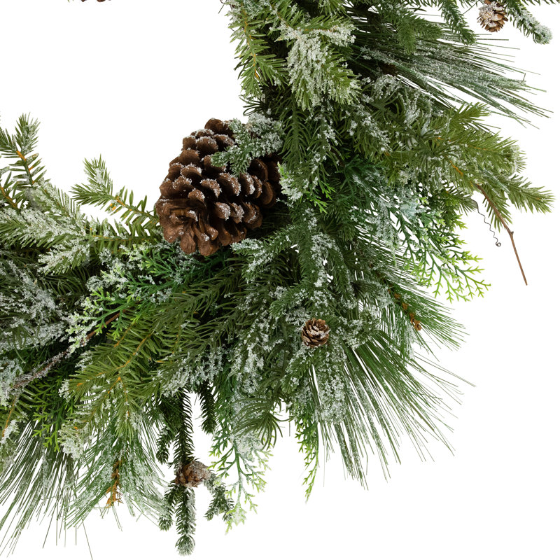 Frosted Pine and Cedar Artificial Christmas Wreath - 28 Inches