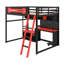 Lit mezzanine en bois avec bureau, tablettes, lumières DEL, ports USB et panneau perforé-1694964905
