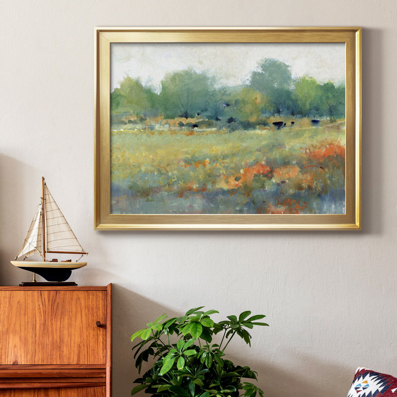 Paysage champêtre II - peinture encadrée, Or, H 22,5 po x l 30,5 po x P 1 po, Pas de tapis
