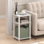 Table d'appoint, table de chevet à 3 niveaux avec tablette ouverte, montage sans outil, avec structure tubulaire carrée, pour salon ou chambre, blanche