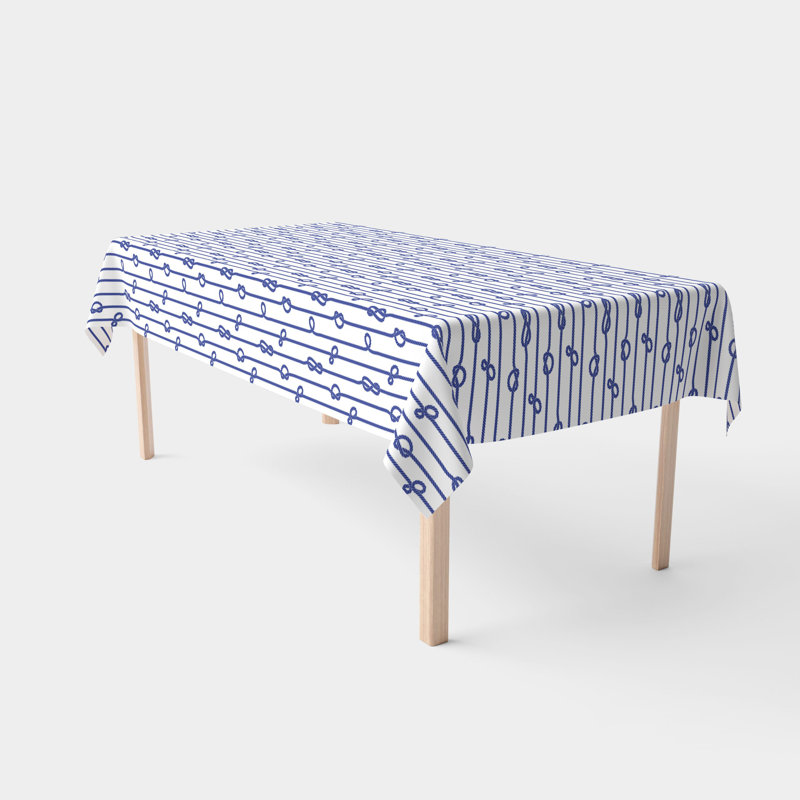 Rectangular Tablecloth, 100% Cotton, 52X104", Vertical Rope Knot Stripe, 120" L x 52" W
