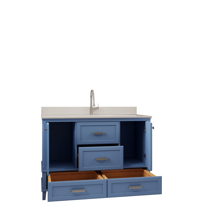 Ensemble de meuble-lavabo simple 47,2 po avec miroir Clerence, Bleu