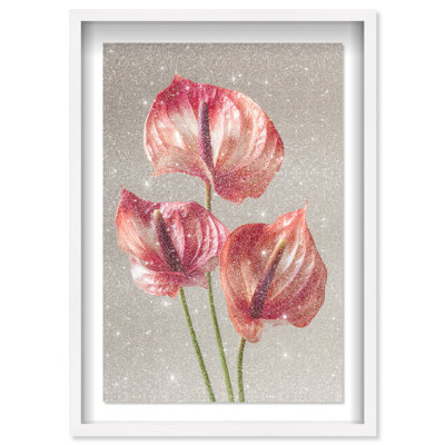Crimson Silk Veins II Shadowbox Floral & Botanical Print by Oliver Gal, Black Frame, 10 x 15