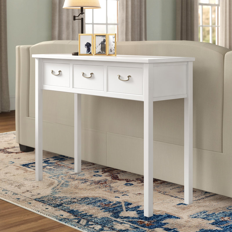 Behrendt 100.01cm Solid Wood Top Console Table, White