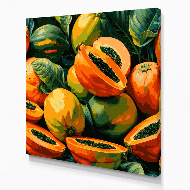 Fruit, papaye brune, art mural sur toile, H 12 po x l 12 po