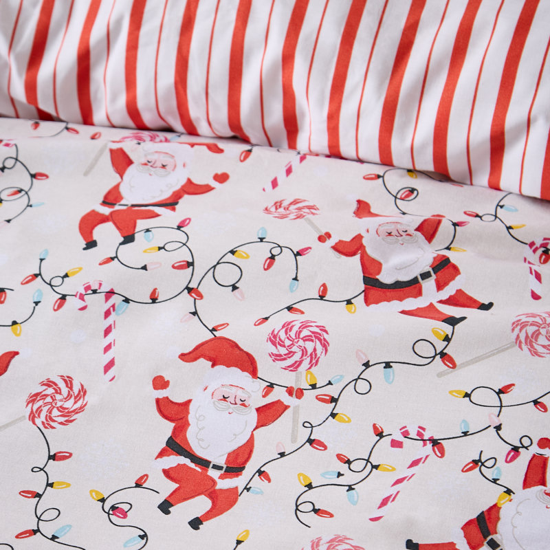 Christmas Santas Reversible Duvet Cover Set, Single Bed (135 x 200 cm)