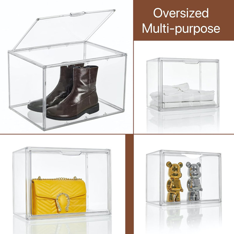 Boîte de 2 présentoirs à chaussures en acrylique transparent XXL