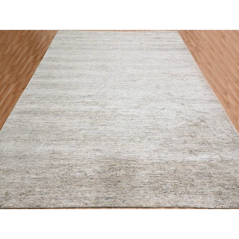 Tapis noué à la main 9 pi 1 po x 11 pi 10 po Taupe