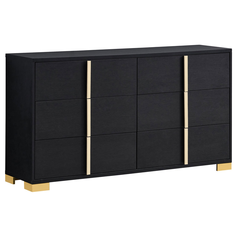 Commode 6 tiroirs, Noir