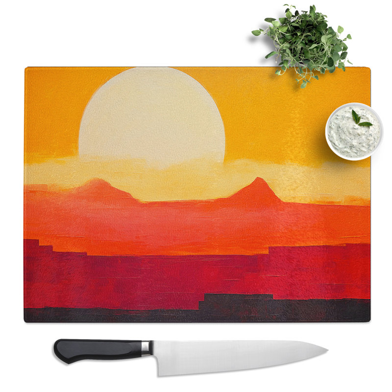 Sunset Minimalism No.3  Glass Chopping Board
