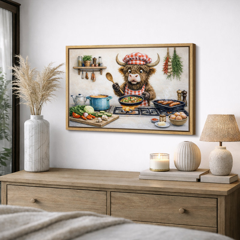 Chef Chef Cow, Cadre naturel, H 16 po x l 24 po x P 1,5 po