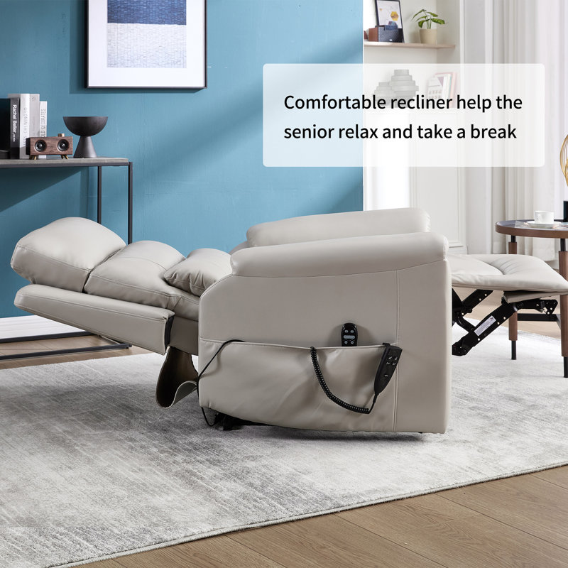 Dual Motor Infinite Position Up To 350 LBS Leatherair Power Lift Recliner Chair, Heavy Duty Motion Mechanism With 8-Point Vibration Massage And Lumbar Heating