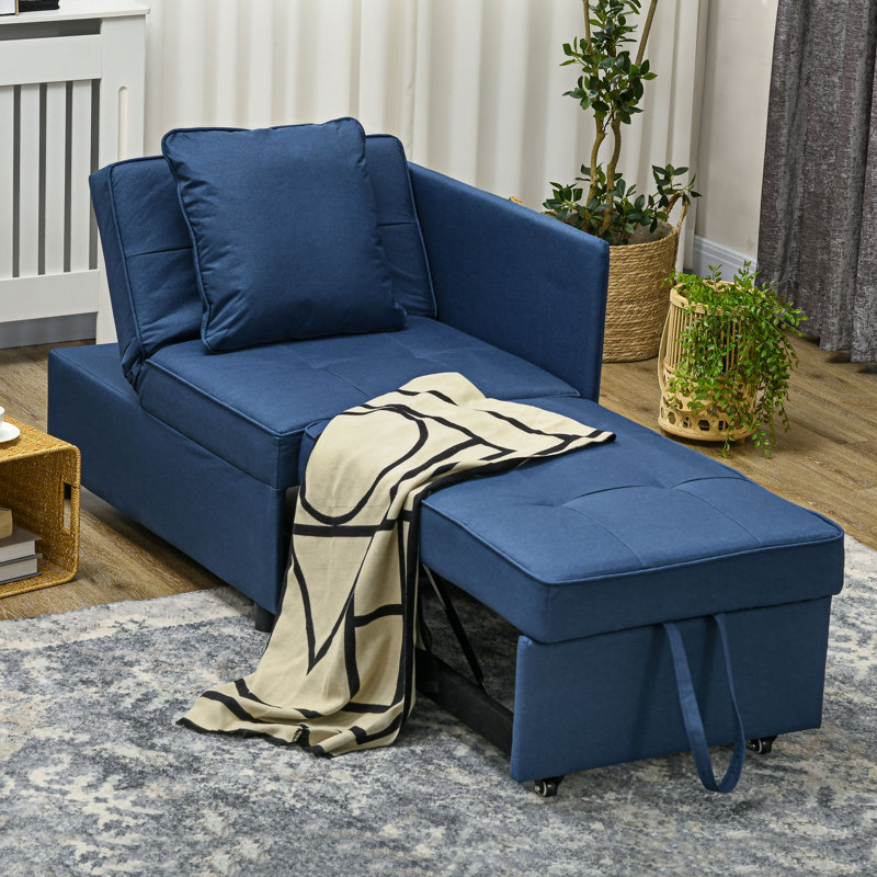 Neelisha Single 98cm Upholstered Futon Chair, Blue