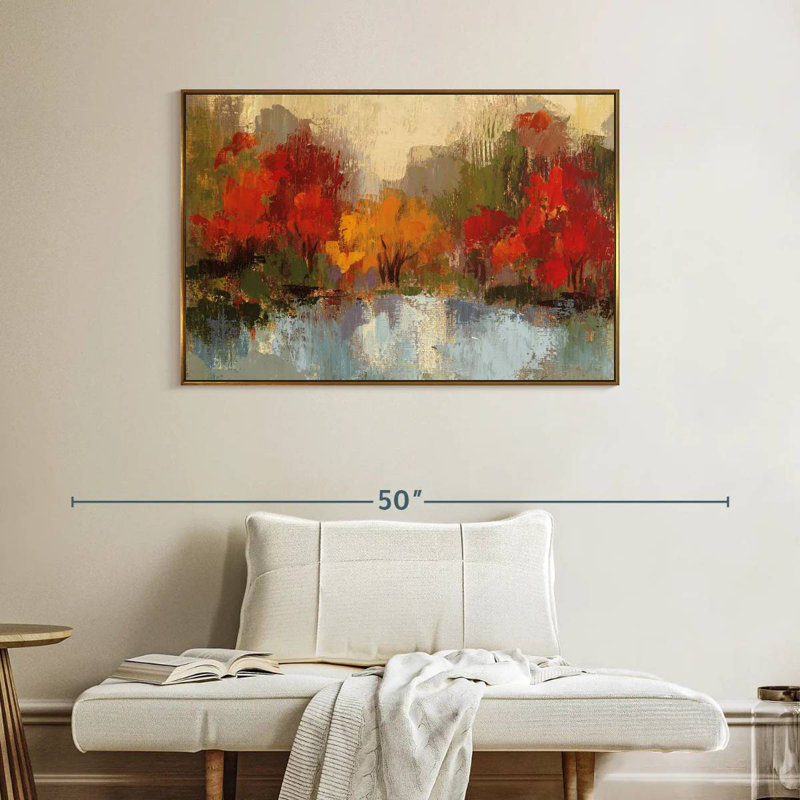 Automne Riverside I, Cadre flottant doré, 40 po x 27 po