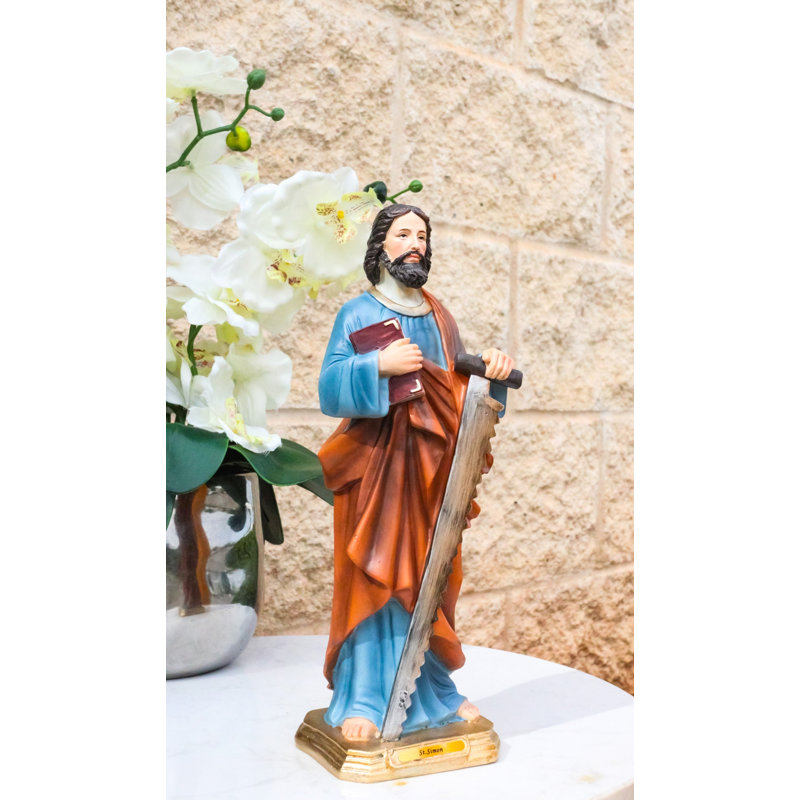 Figurine apôtre de Jésus martyr Saint-Simon le zélote avec longue scie 12 po