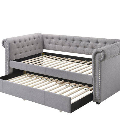 Justice Smoke Gray Fabric Daybed W/Trundle
